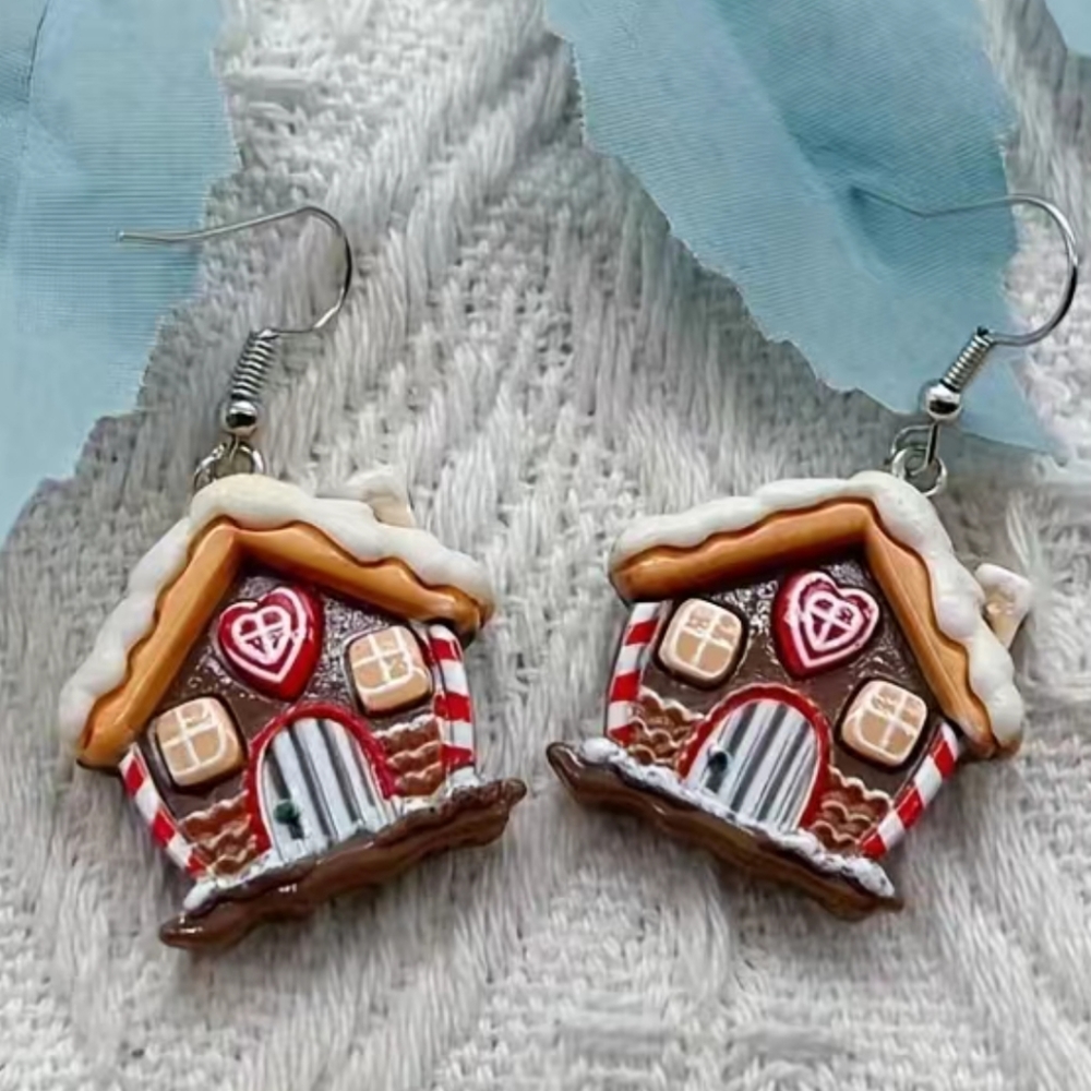 New resin Gingerbread house earrings